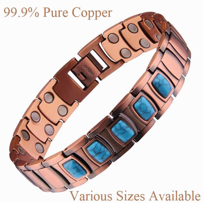 Turquoise Solid Copper Magnetic Bracelet Copper Bracelet #CMB012