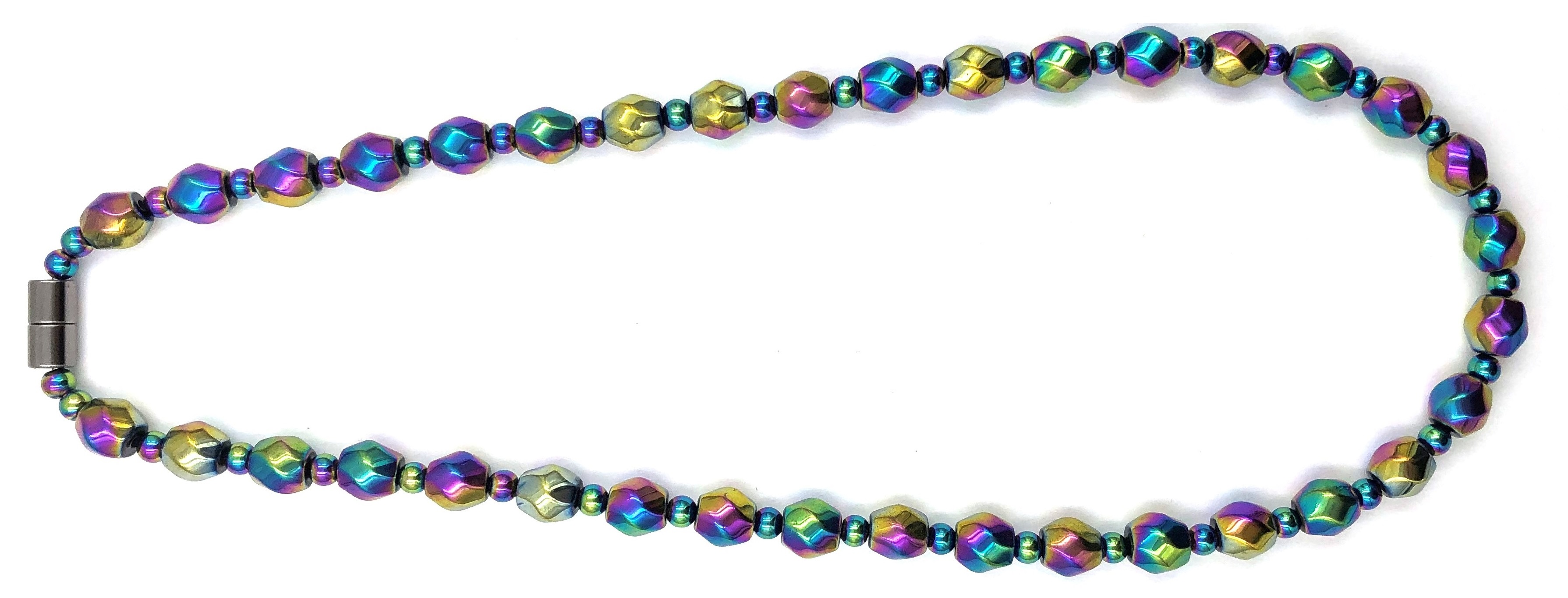 Rainbow Magnetic Necklace with Round Faceted Beads #MHN-416
