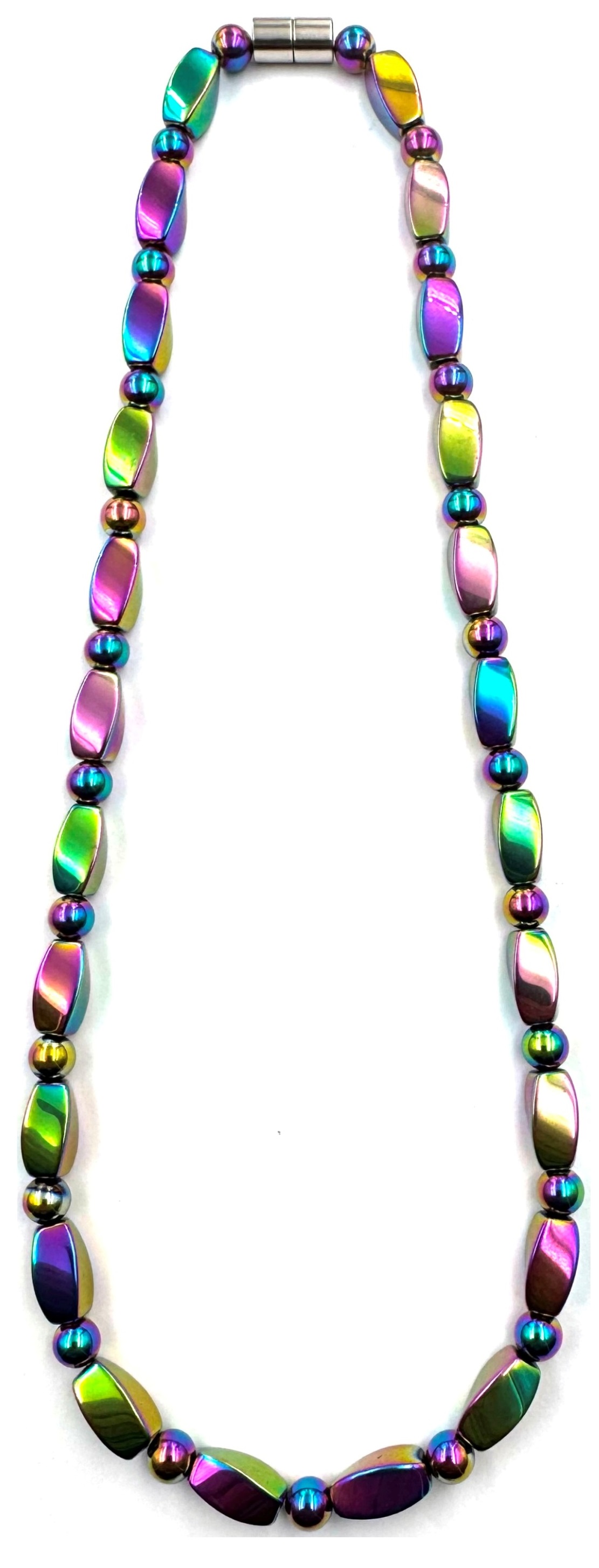 Rainbow Magnetic Necklace with Twisted Beads #MHN-417