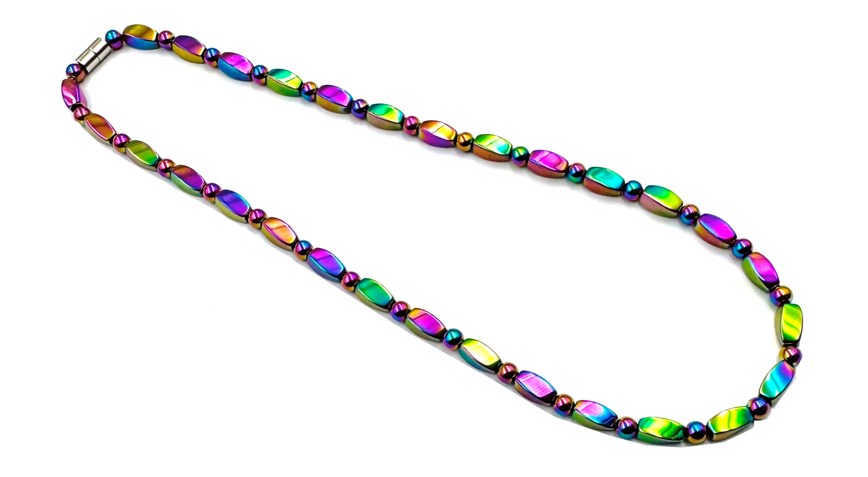Rainbow Magnetic Necklace with Twisted Beads #MHN-417