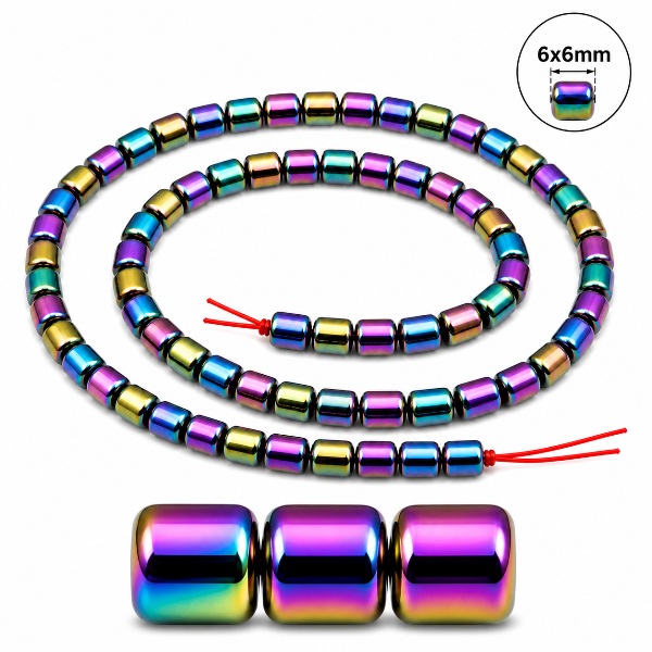 6x6mm Drum Rainbow Hematite Magnetic Beads for Jewelry Making