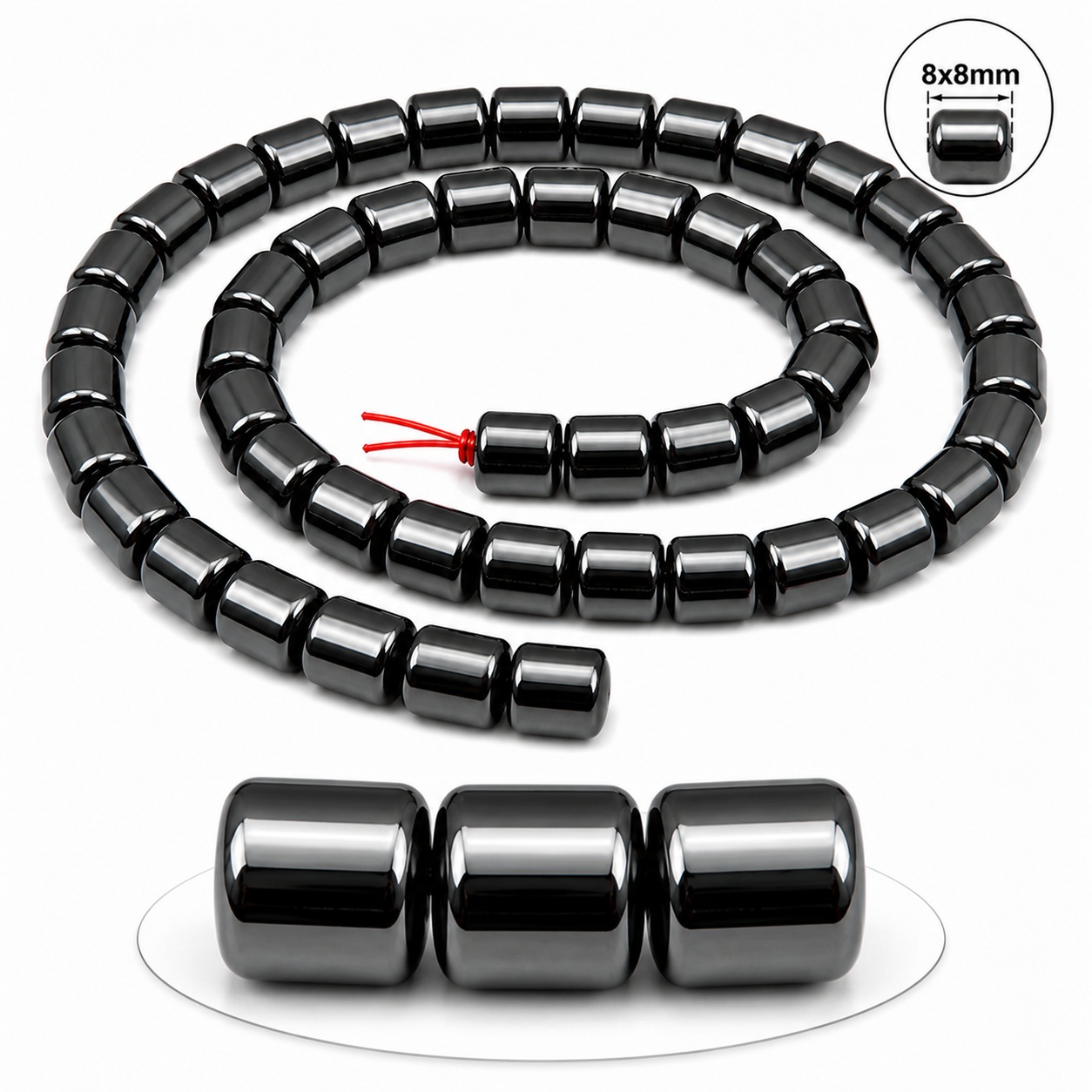 1 Strand 8x8mm Drum Black Hematite Magnetic Beads for Jewelry Making