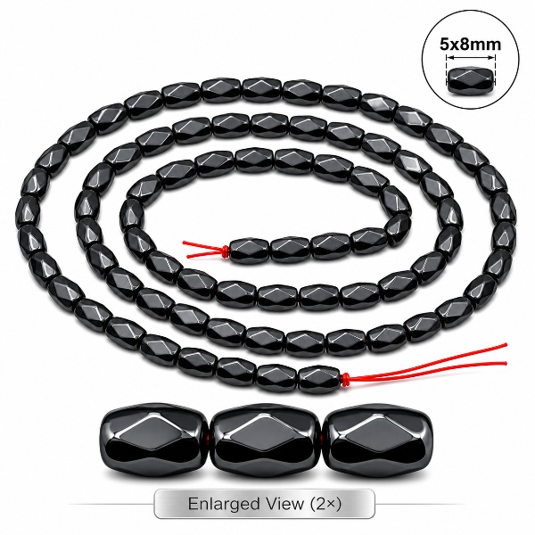 5x8mm 16 Faceted Black Hematite Magnetic Beads for Jewelry Making