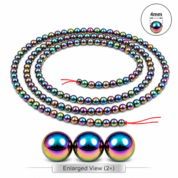 4mm Round Rainbow Hematite Magnetic Beads for Jewelry Making
