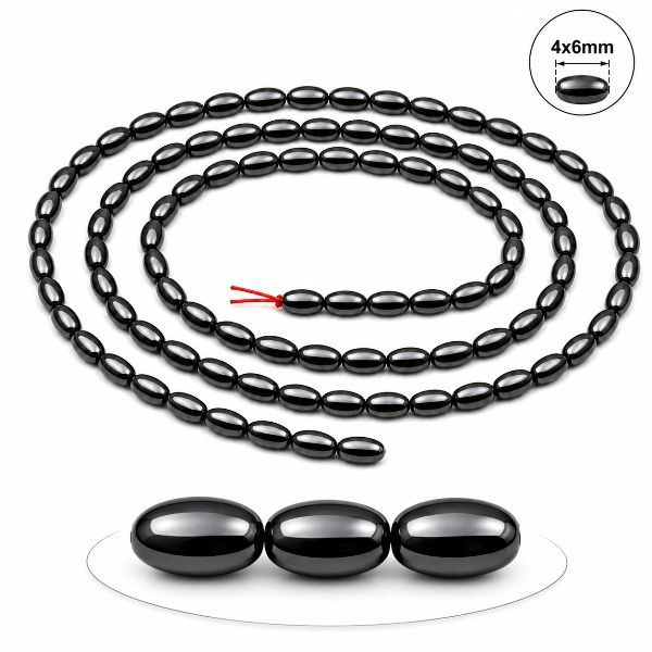 1 Strand 4x6mm Rice Black Hematite Magnetic Beads for Jewelry Making