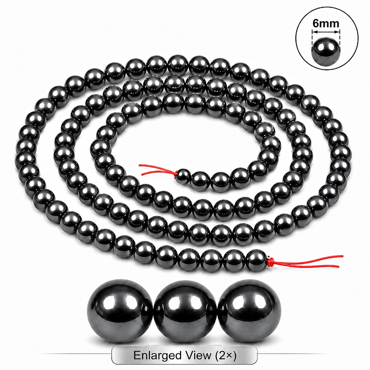 1 Strand 6mm Round Black Hematite Magnetic Beads for Jewelry Making