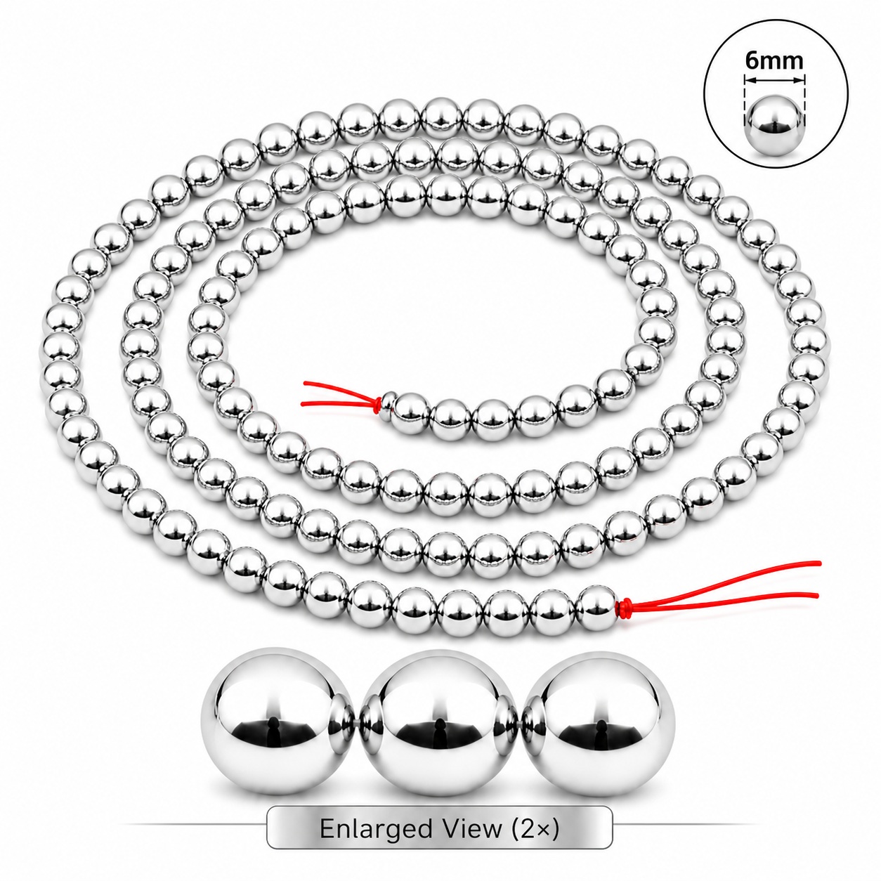 1 Strand 6mm Round Silver Hematite Magnetic Beads for Jewelry Making