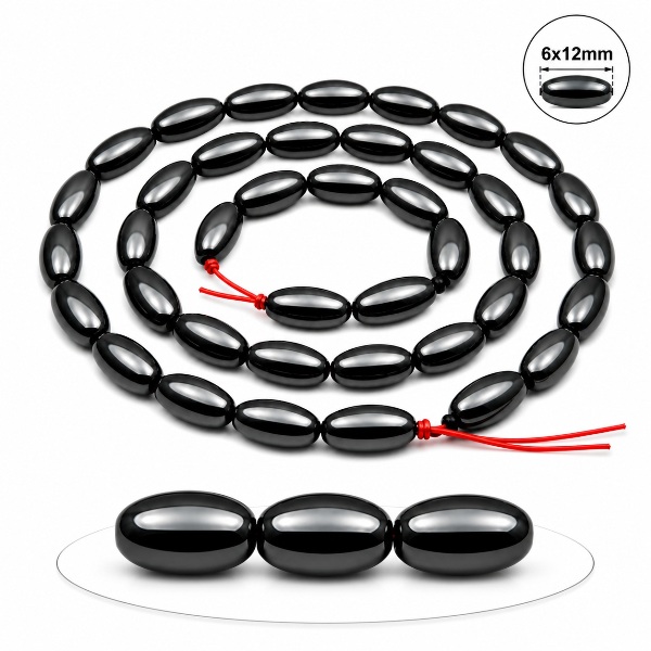 1 Strand 6x12mm Rice Black Hematite Magnetic Beads for Jewelry Making