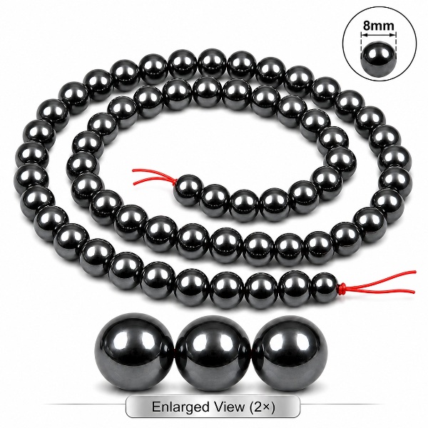 1 Strand 8mm Round Black Hematite Magnetic Beads for Jewelry Making
