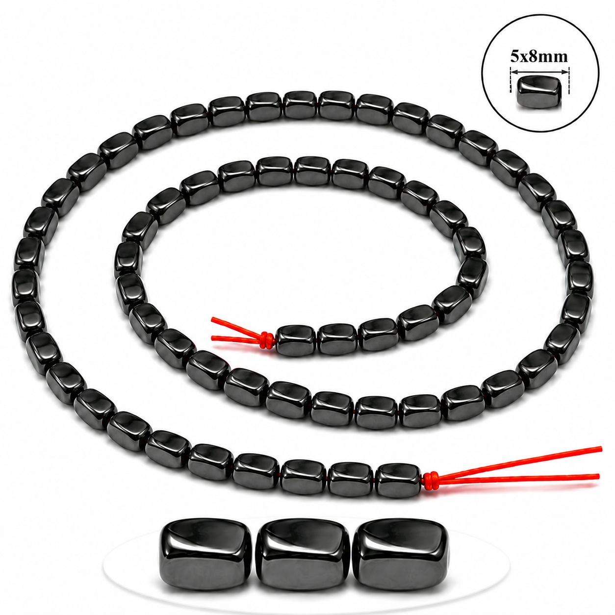 1 Strand 5x8mm Twisted Black Hematite Magnetic Beads for Jewelry Making