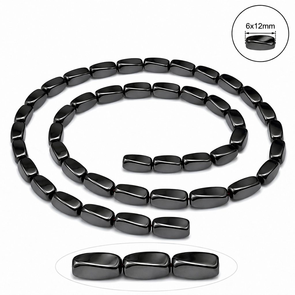1 Strand 6x12mm Twisted Black Hematite Magnetic Beads for Jewelry Making