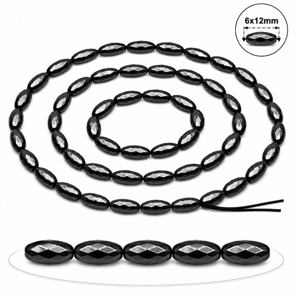 1 Strand 6x12mm Faceted Twisted Black Hematite Magnetic Beads for Jewelry Making