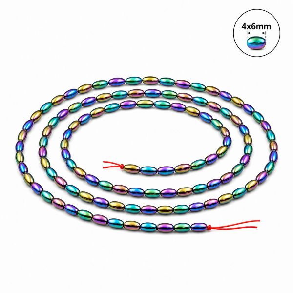 4x6mm Rice Rainbow Hematite Magnetic Beads for Jewelry Making