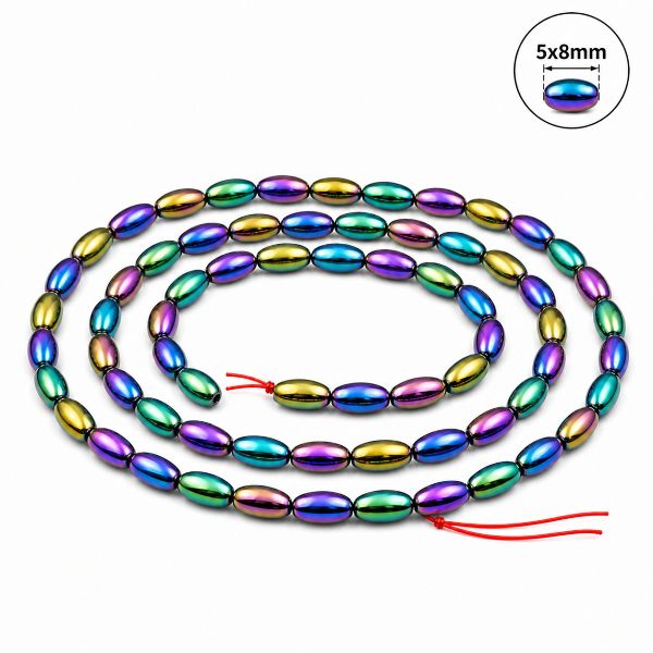5x8mm Rice Rainbow Hematite Magnetic Beads for Jewelry Making
