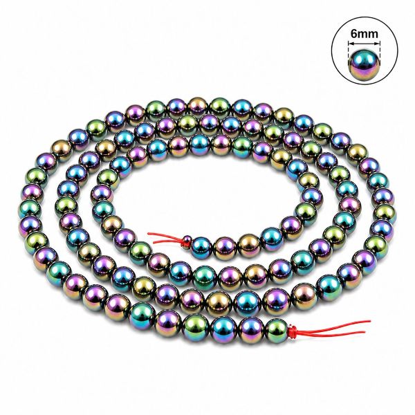 6mm Round Rainbow Hematite Magnetic Beads for Jewelry Making