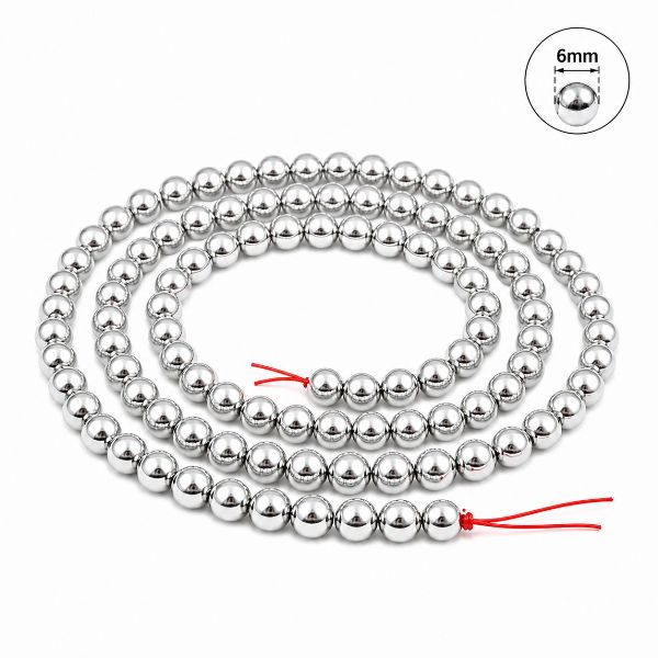 6mm Round Silver Hematite Magnetic Beads for Jewelry Making