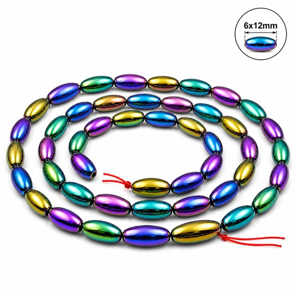 6x12mm Rice Rainbow Hematite Magnetic Beads for Jewelry Making
