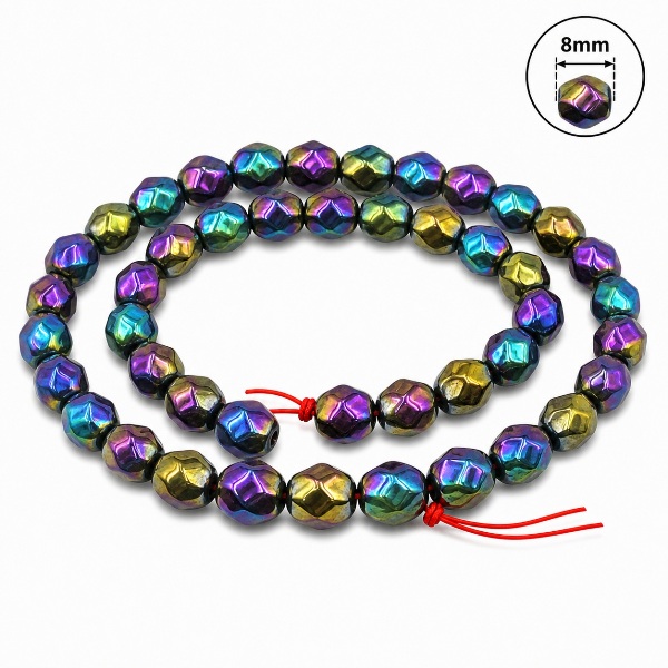 8mm Faceted Round Rainbow Magnetic Beads for Jewelry Making