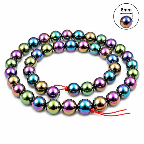 8mm Round Rainbow Hematite Magnetic Beads for Jewelry Making