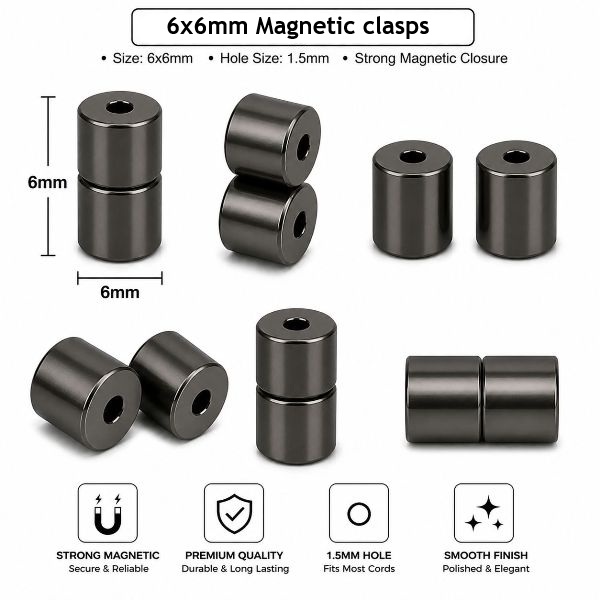 6x6mm Hematite Color Magnetic Clasps