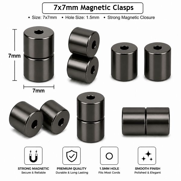 7x7mm Hematite Color Magnetic Clasps