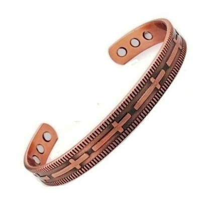 Cross Copper Magnetic Bangle Cuff Bracelet with Magnets #Copper-B026