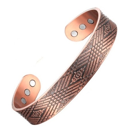 Royal Pattern Copper Bangle Bracelet with Magnets, Magnetic Bracelets #Copper-B227