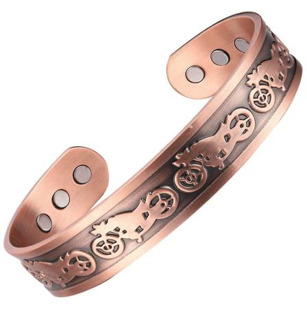 Motorcycle Horse Copper Bangle Bracelet with Magnets, Magnetic Bracelets #Copper-B529