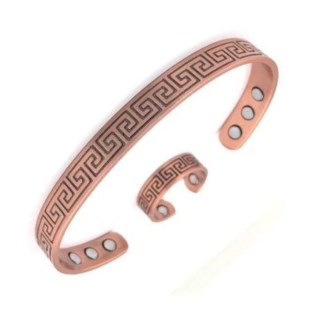 2 PC Celtic Copper Magnetic Bangle Bracelet with Matching Ring Set #Copper-BR005