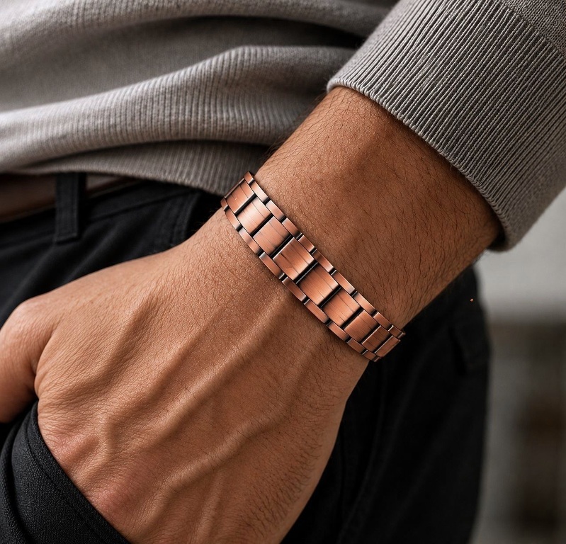 Wide Copper Magnetic Bracelet for Men