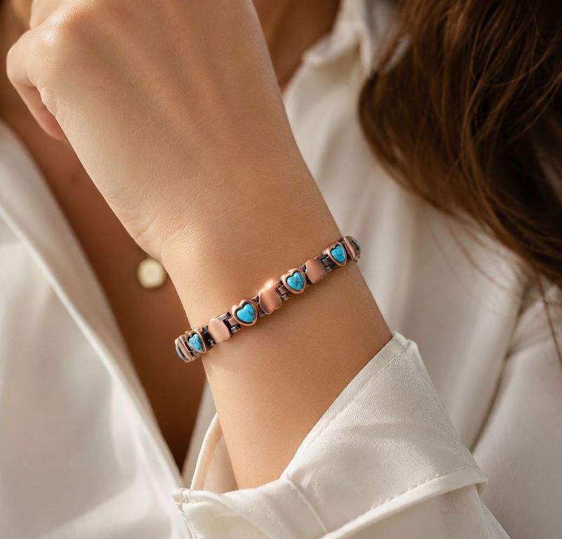 Turquoise Heart Copper Magnetic Bracelet for Women
