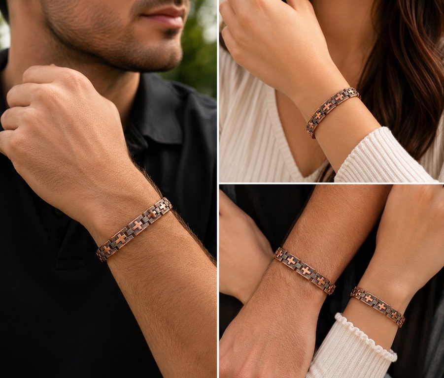Unisex Cross Copper Magnetic Bracelet