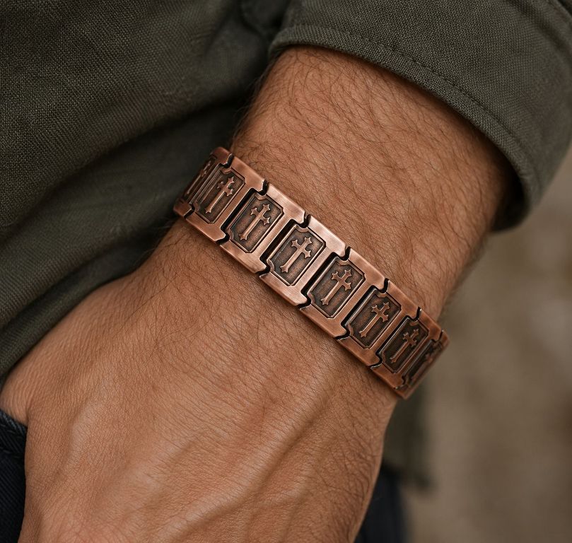 Templar Cross Copper Magnetic Bracelet for Men & Women