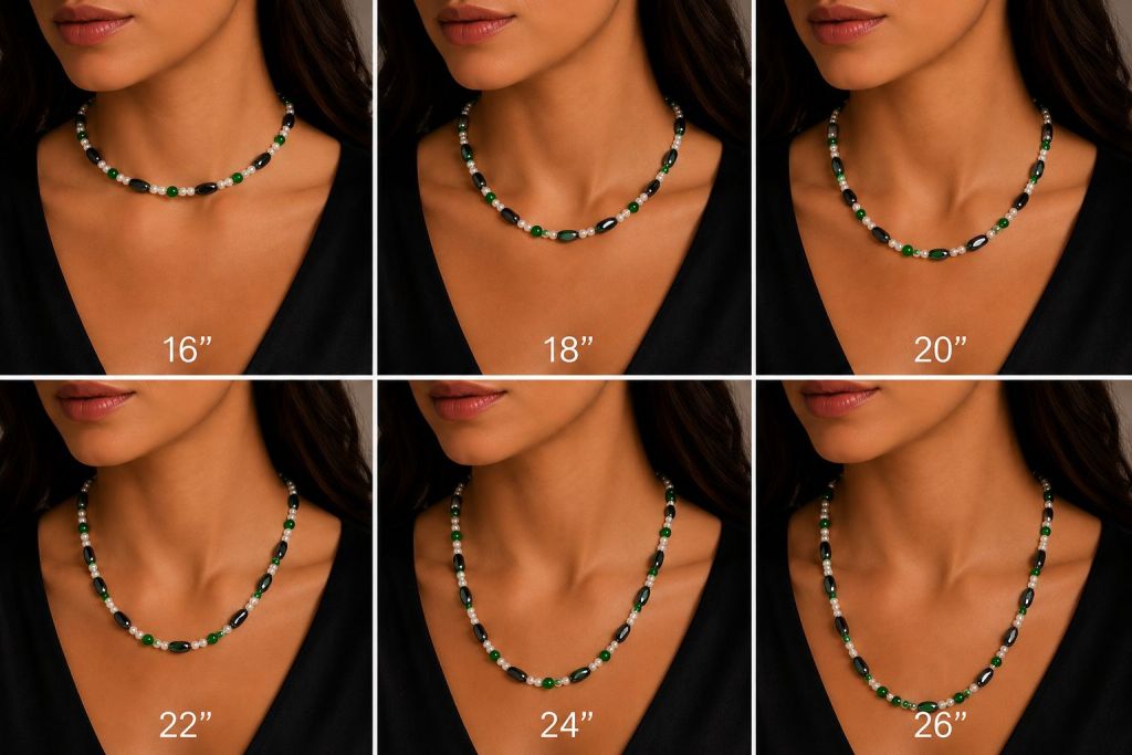 High-Quality Energy Custom Made Green, Pearl and Hematite Beads Magnetic Necklace