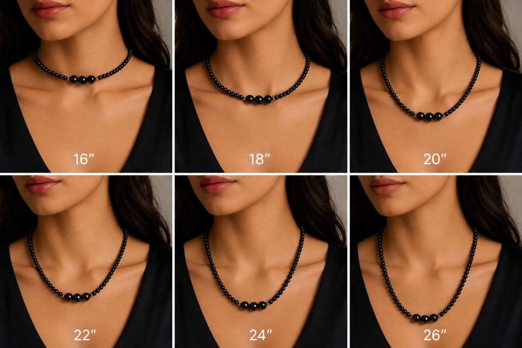 Custom-Made in USA 3 Natural Black Onyx Stone Beads with 4mm Hematite Magnetic Beads Necklace