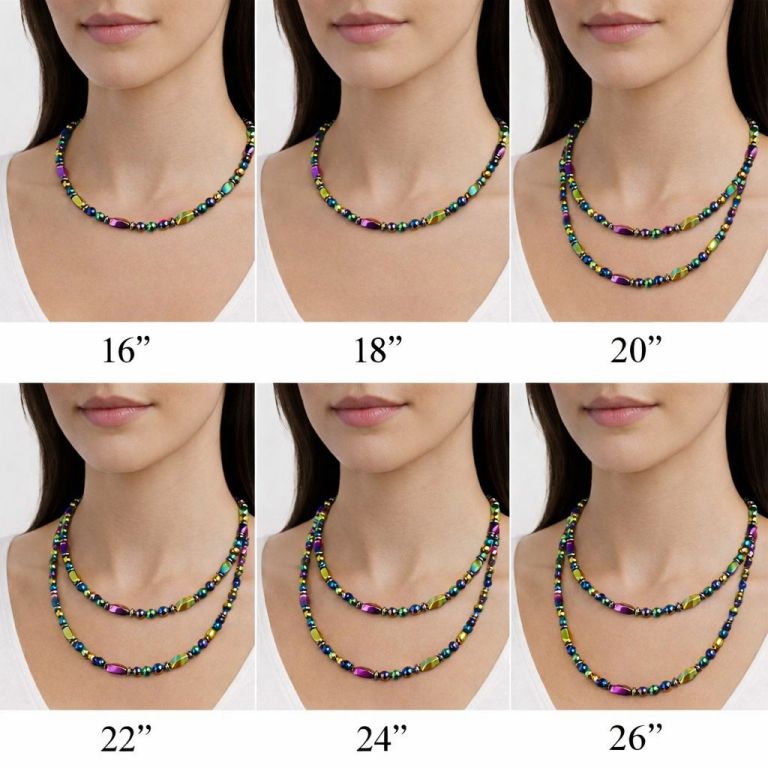 Handcrafted Rainbow Magnetic Necklace with Round, Twisted and Rondelle Hematite Magnetic Beads
