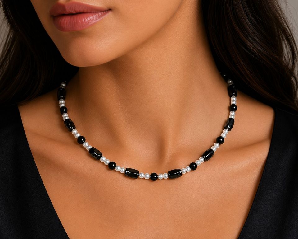 Hematite Magnetic Necklace with Pearl Beads