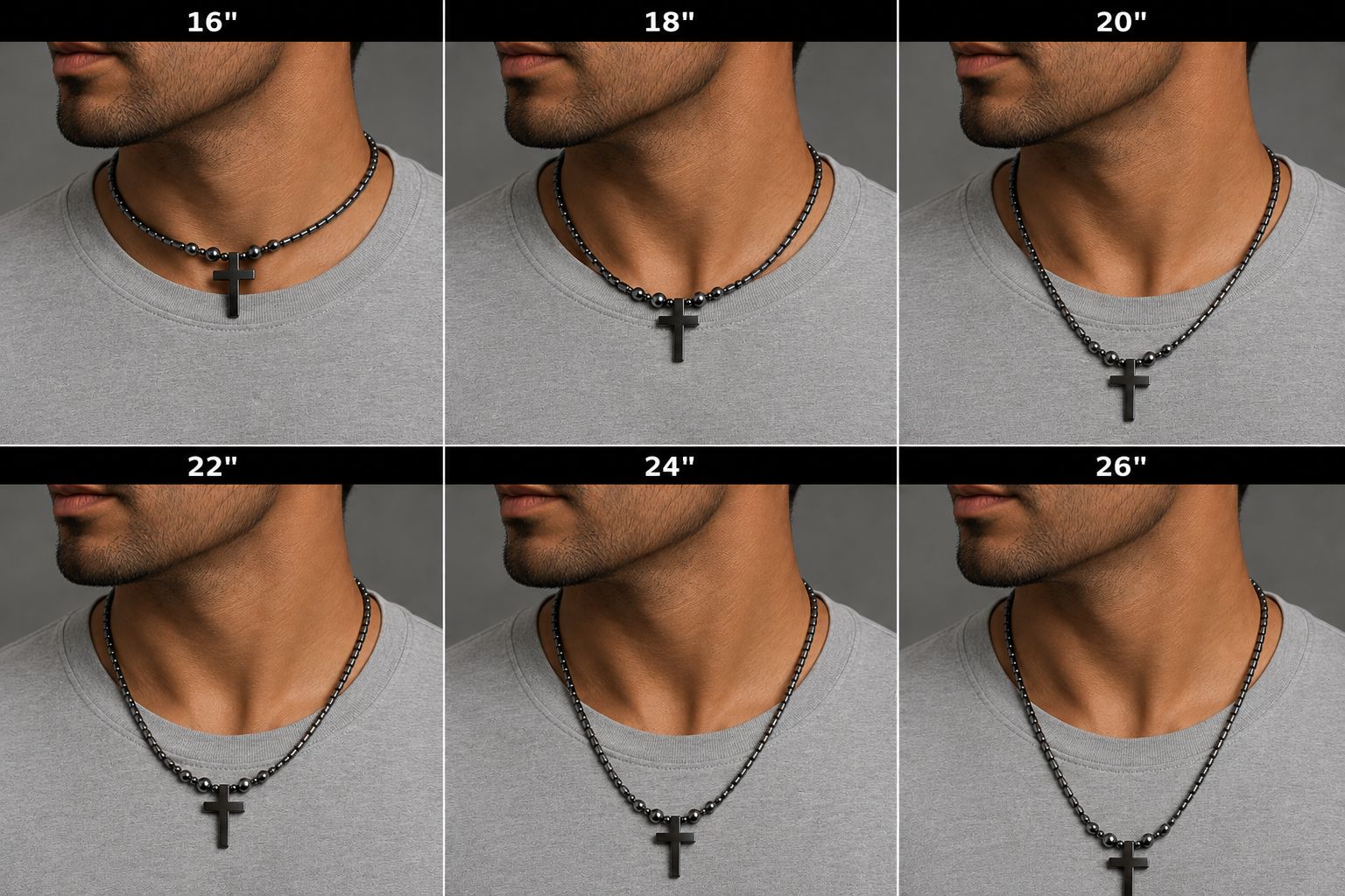 Hematite Cross Magnetic Necklace for Men and Women