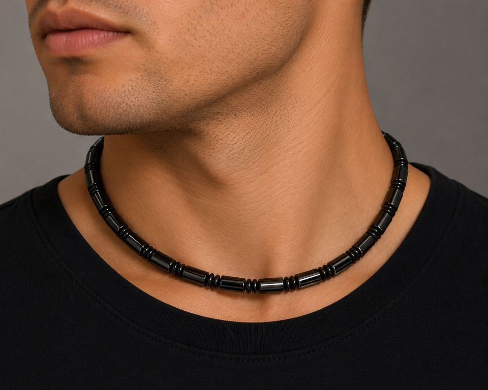 Heavy Tube Hematite Magnetic Necklace for Men and Women