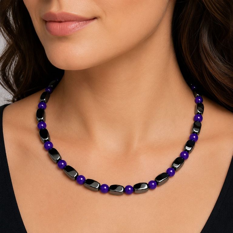 Amethyst & Hematite Magnetic Necklace