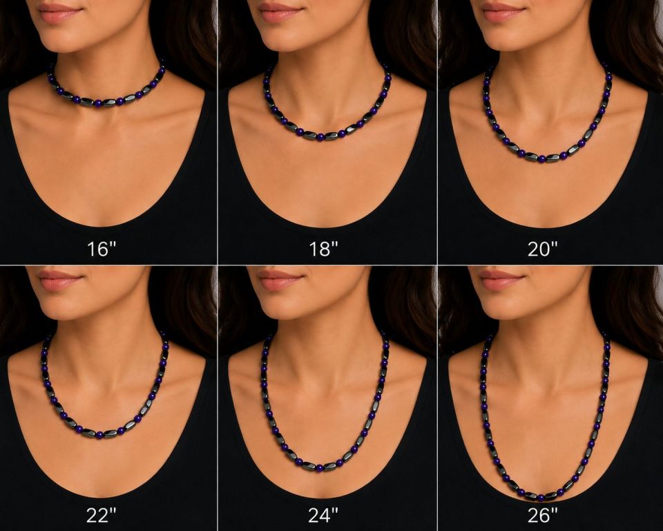Handcrafted amethyst and hematite magnetic necklace