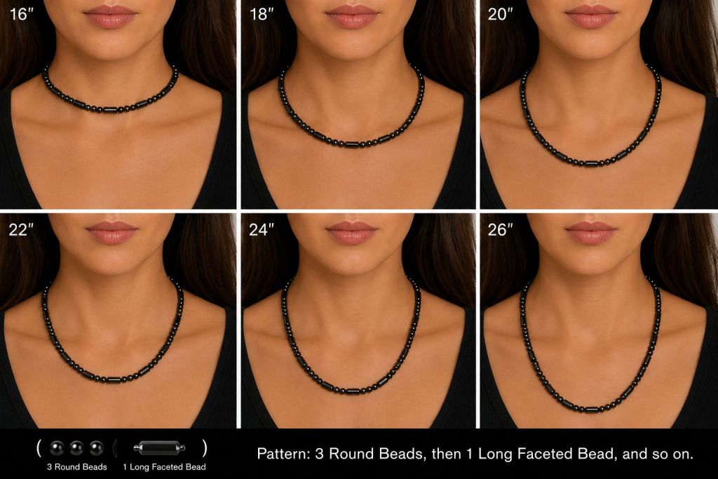 Handcrafted Loop Hematite Magnetic Necklace 5mm and 5x8mm Magnetic Beads