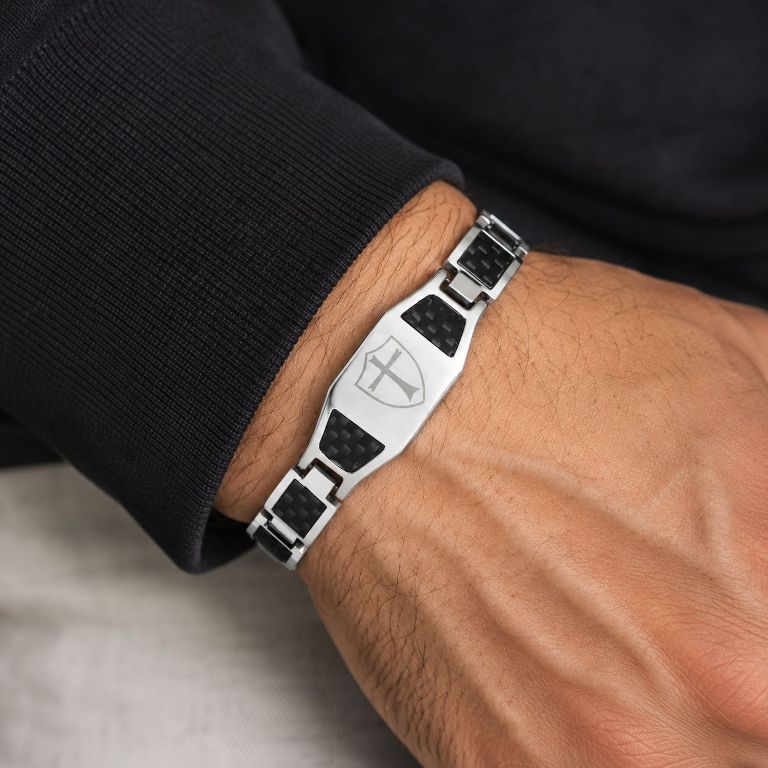 Armor Cross Stainless Steel Magnetic Bracelet for Men