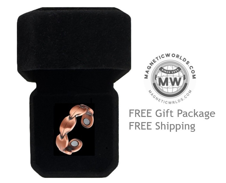 Copper Leaf Magnetic Ring – Pure Copper Adjustable Band Wellness Jewelry #R00012