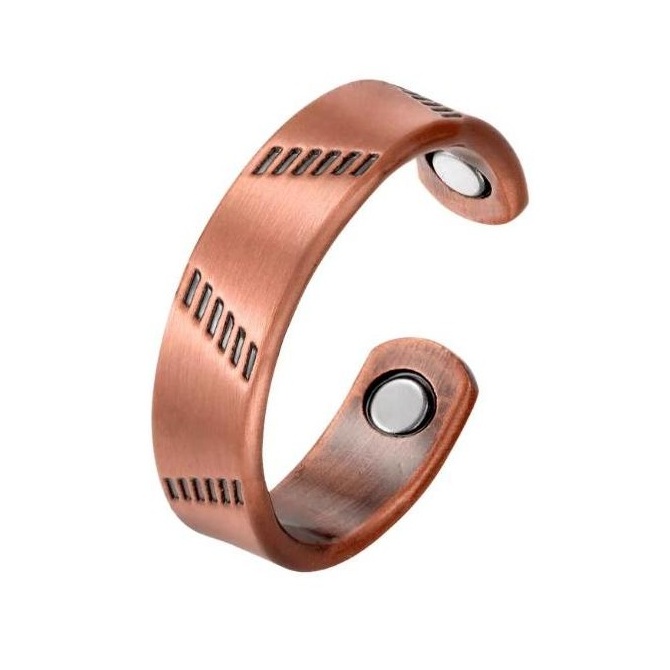 Copper Ridge Magnetic Therapy Ring Pure Copper Adjustable Wellness Jewelry #R00013
