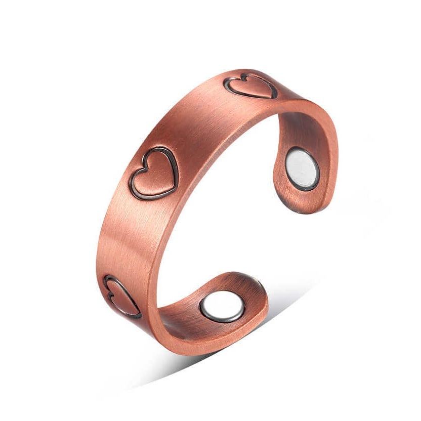 Heart Copper Magnetic Therapy Ring Pure Copper Adjustable Wellness Jewelry #R00020