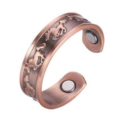 Horse Copper Magnetic Therapy Ring Pure Copper Adjustable Wellness Jewelry #R00039