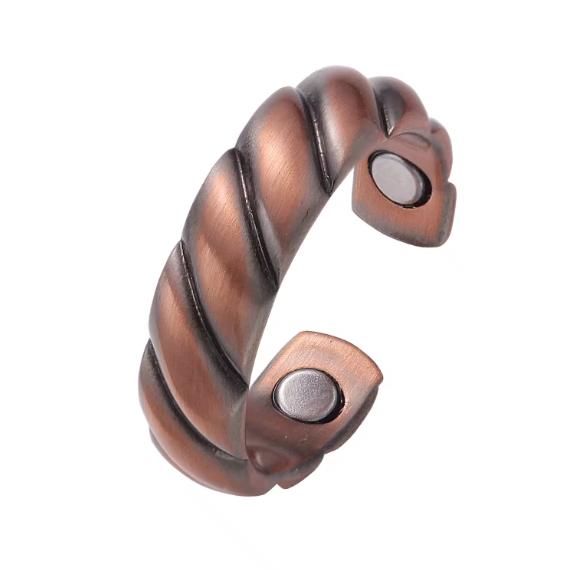 Twisted Magnetic Therapy Copper Ring Pure Copper Adjustable Wellness Jewelry #R0214