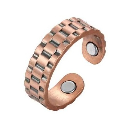 Wide Chain Magnetic Copper Ring Band for Men & Women - Adjustable Jewelry Style #R00225