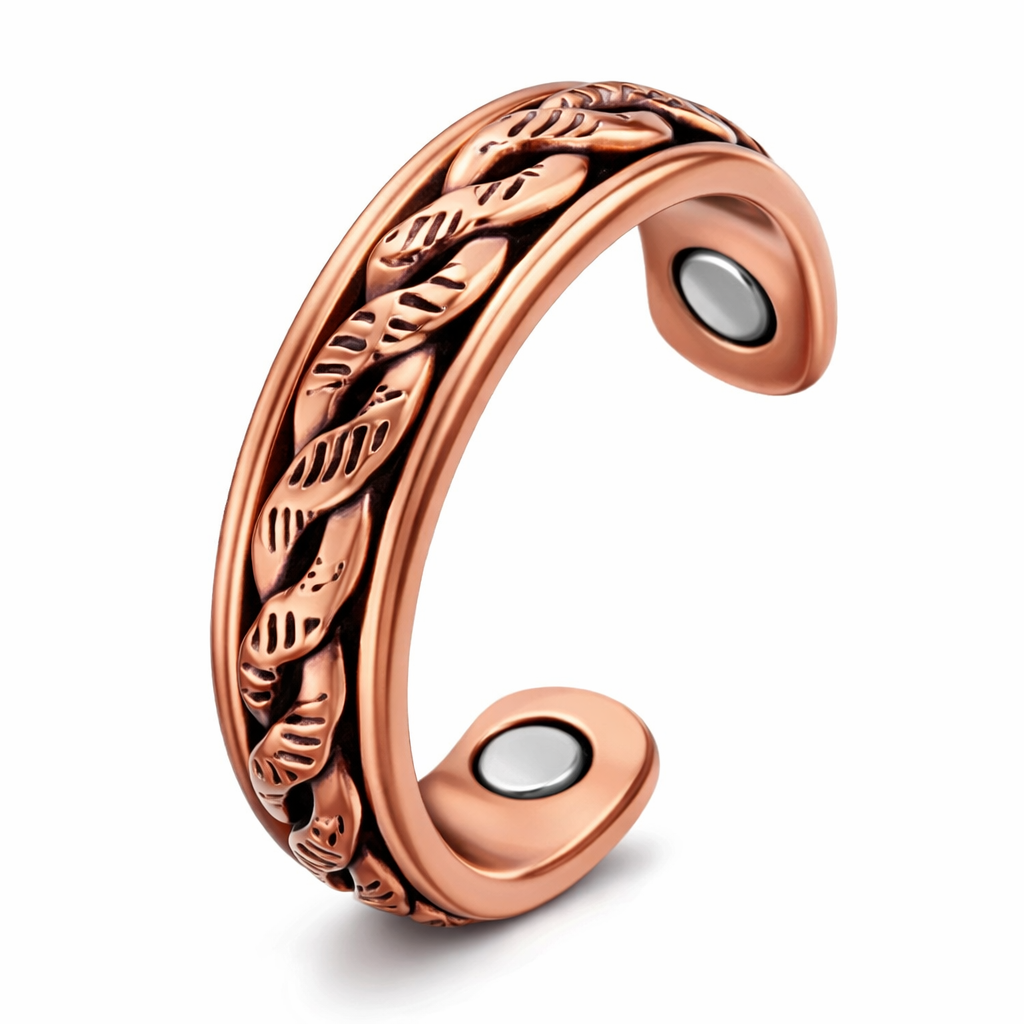 Braided Magnetic Copper Ring Band for Men & Women - Adjustable Jewelry Style #R00229